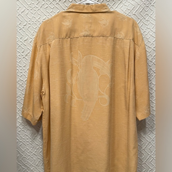 Montego Mon 100% silk Hawaiian shirt with a Parrot weave. Tangerine size Large - Picture 13 of 16